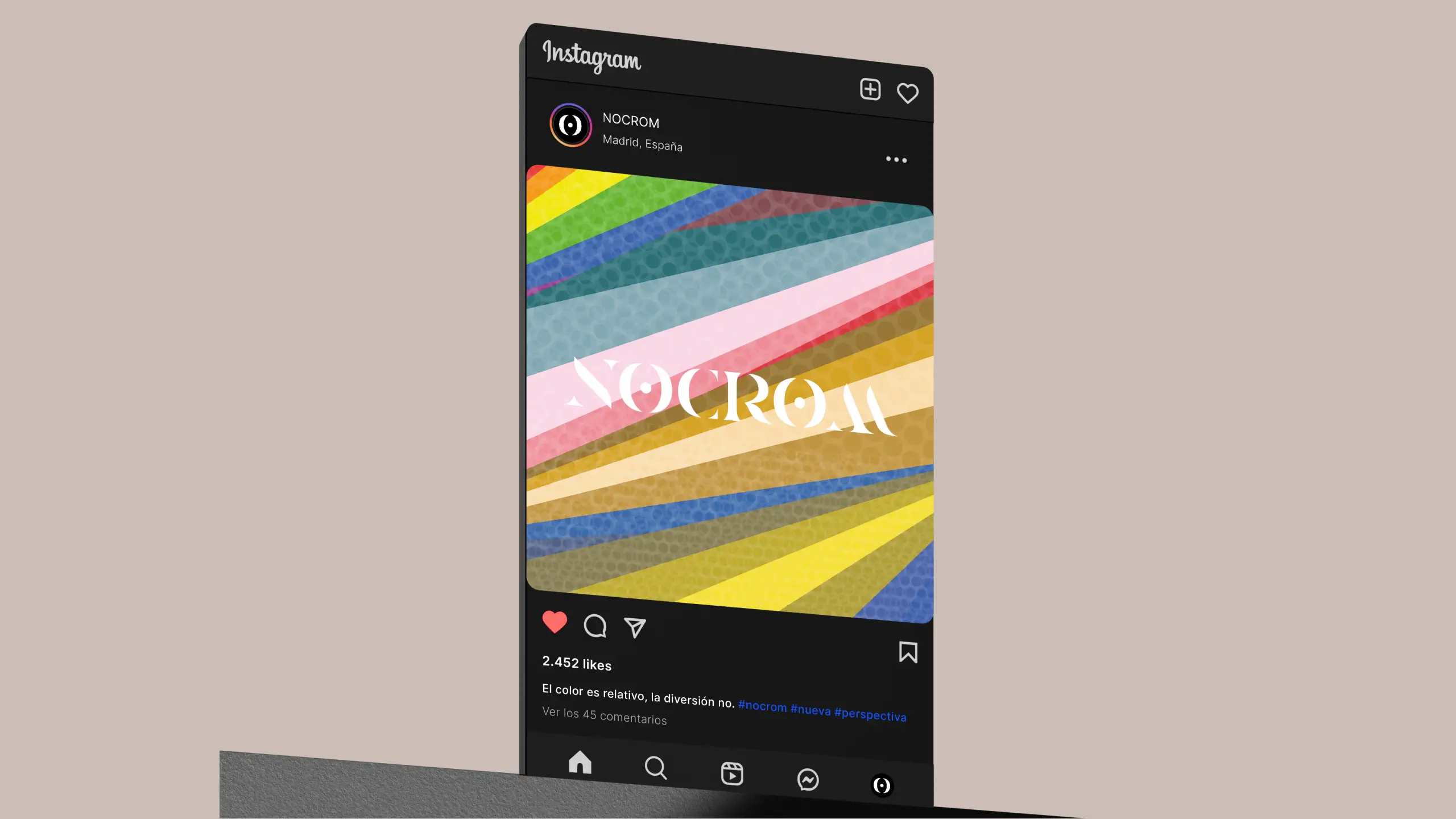 Muestra de las redes sociales en formato real de NOCROM